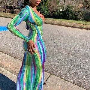 FashionNova tie dye maxi dress